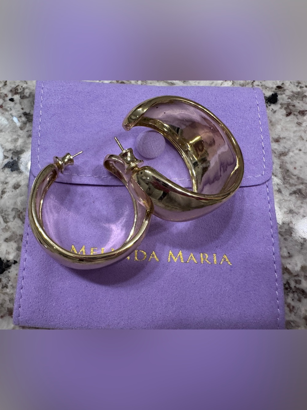 Melinda Maria Polished Gold Curved Hoop Earrings